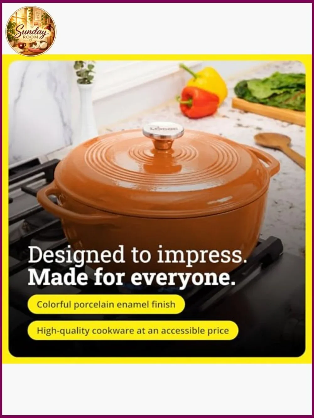 Essential Enamel Cast Iron Dutch Oven 6 Qt - Bread Baking, Braising & Slow